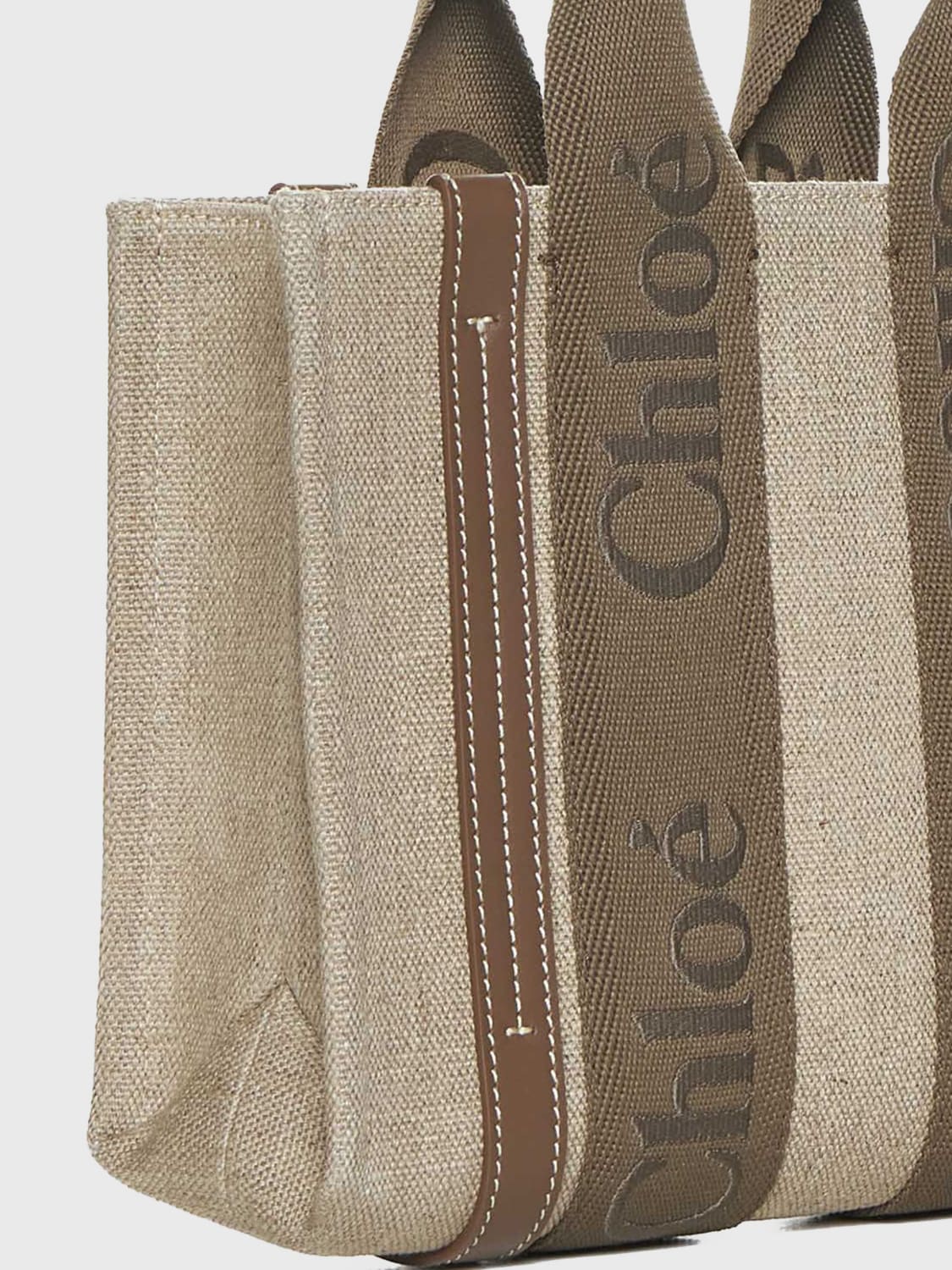 CHLOÉ BORSA A MANO: Borsa Chloè in canvas , Beige - Img 3