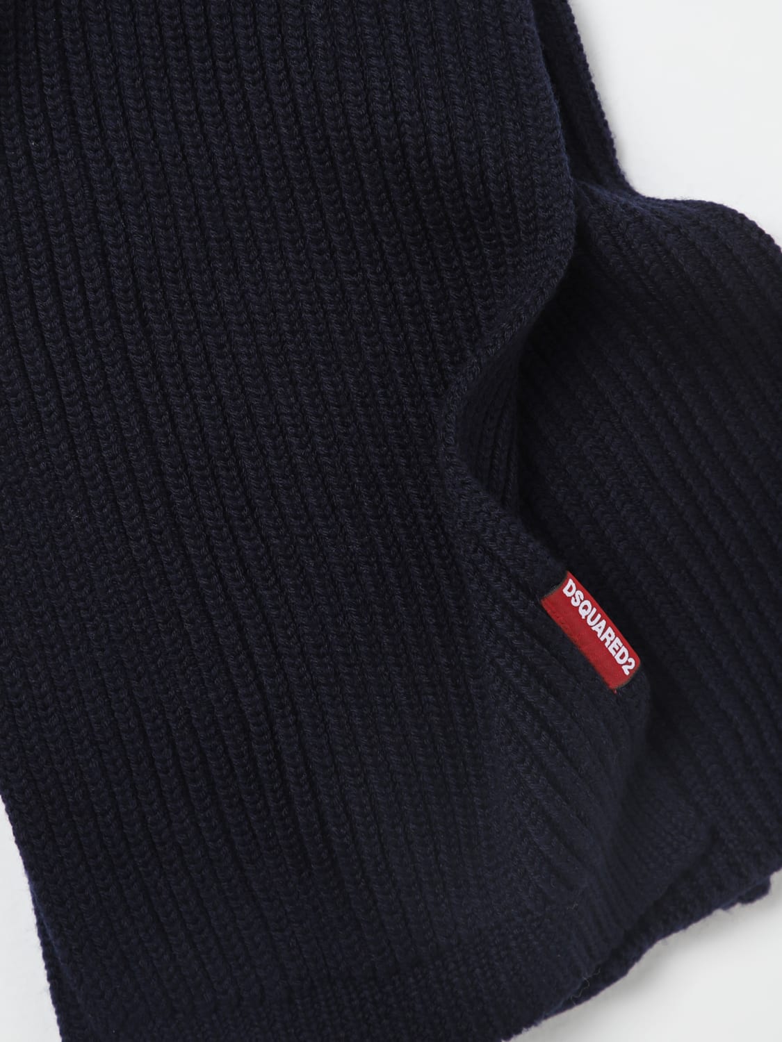 DSQUARED2 SET ACCESSORI: Set cappello + sciarpa Dsquared2 in lana a coste, Blue - Img 4