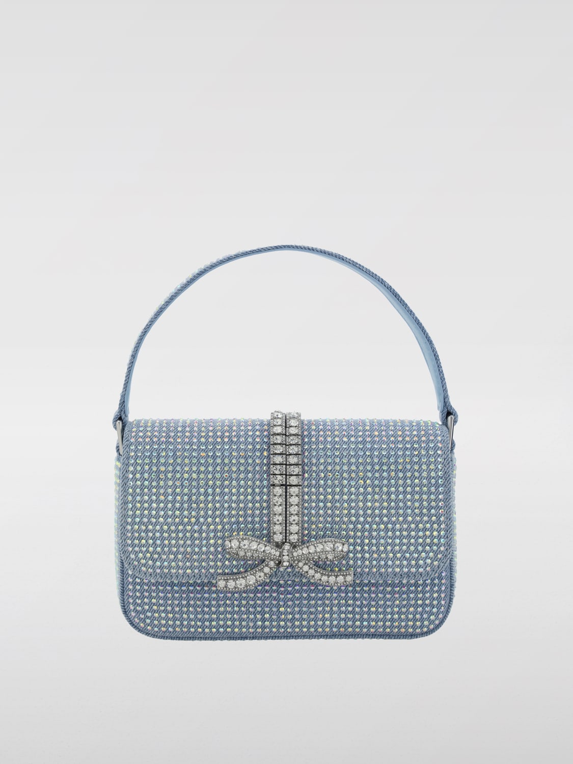 Giglio Borsa Self-Portrait in denim con strass all over
