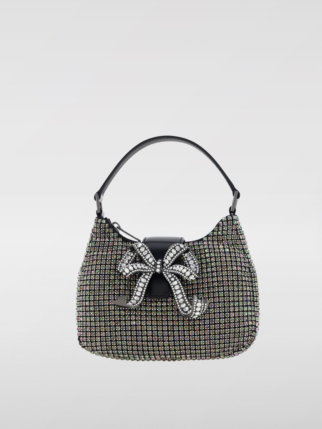 Giglio Borsa Micro Crescent Self-Portrait in pelle con strass all over