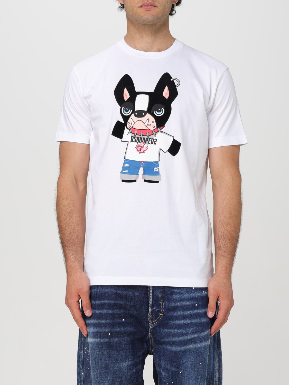 Giglio T-shirt di cotone Dsquared2 con stampa grafica