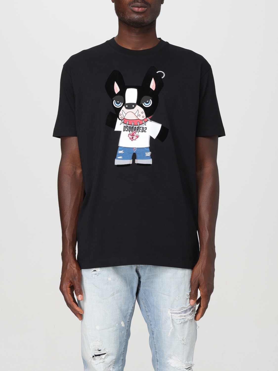 Giglio T-shirt di cotone Dsquared2 con stampa grafica