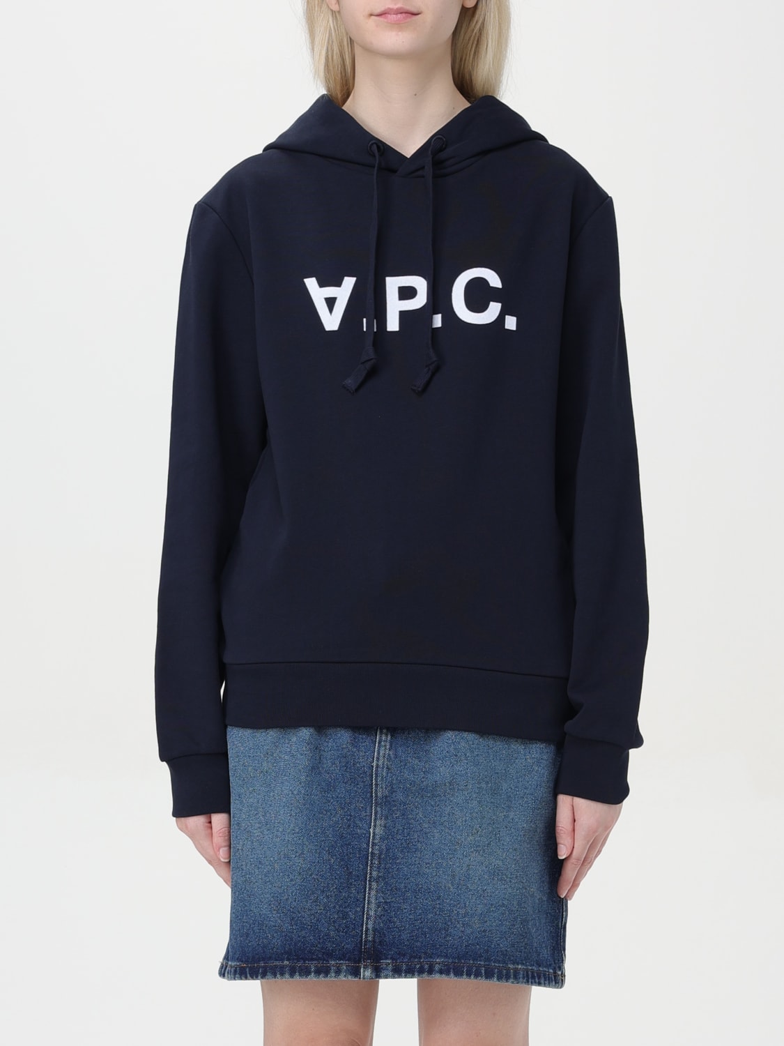 A.P.C. FELPA: Felpa di cotone con cappuccio A.P.C., Blue - Img 1