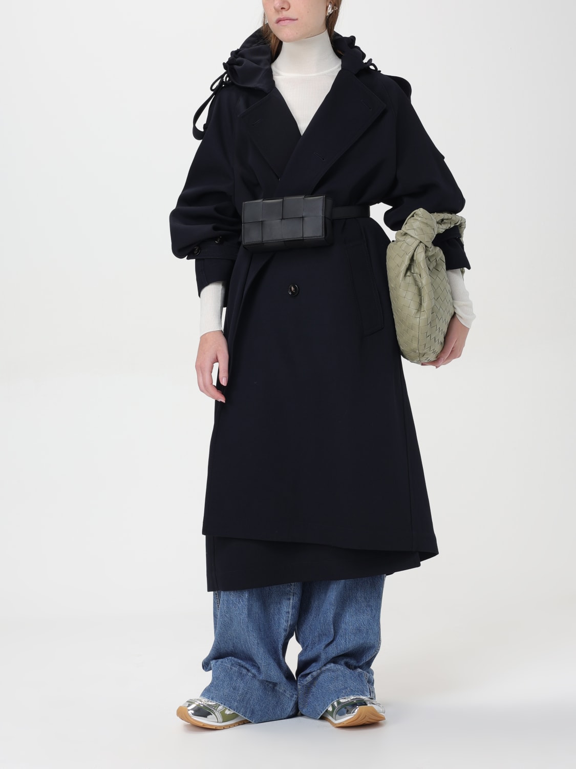 BOTTEGA VENETA TRENCH: Trench lungo a doppiopetto Bottega Veneta, Blue - Img 2