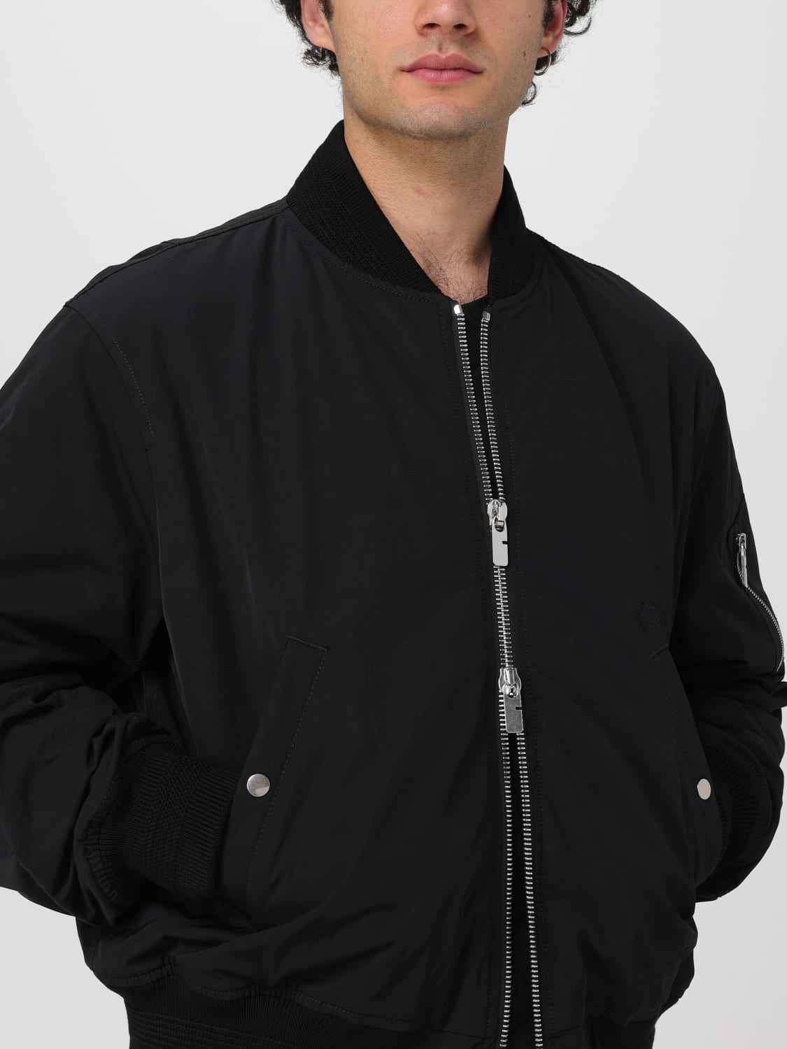 BURBERRY GIACCA: Bomber con zip Burberry, Nero - Img 5