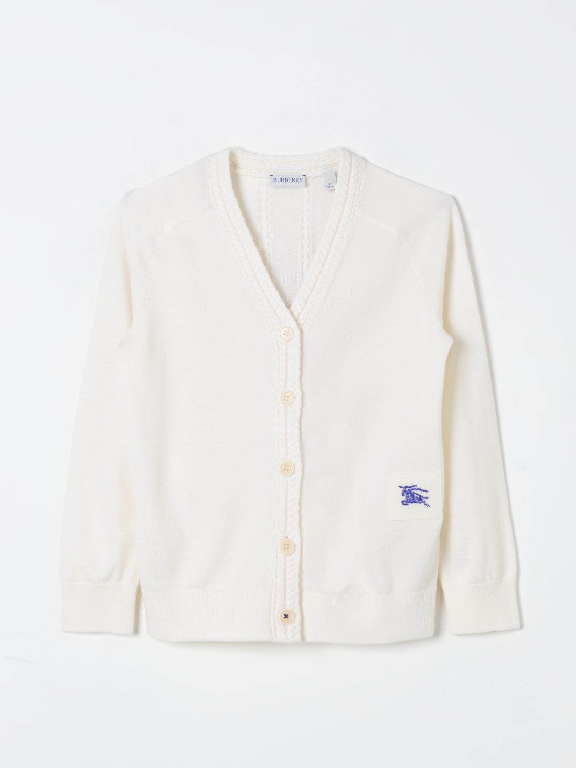 BURBERRY SWEATER: Cardigan kid Burberry, White - Img 1