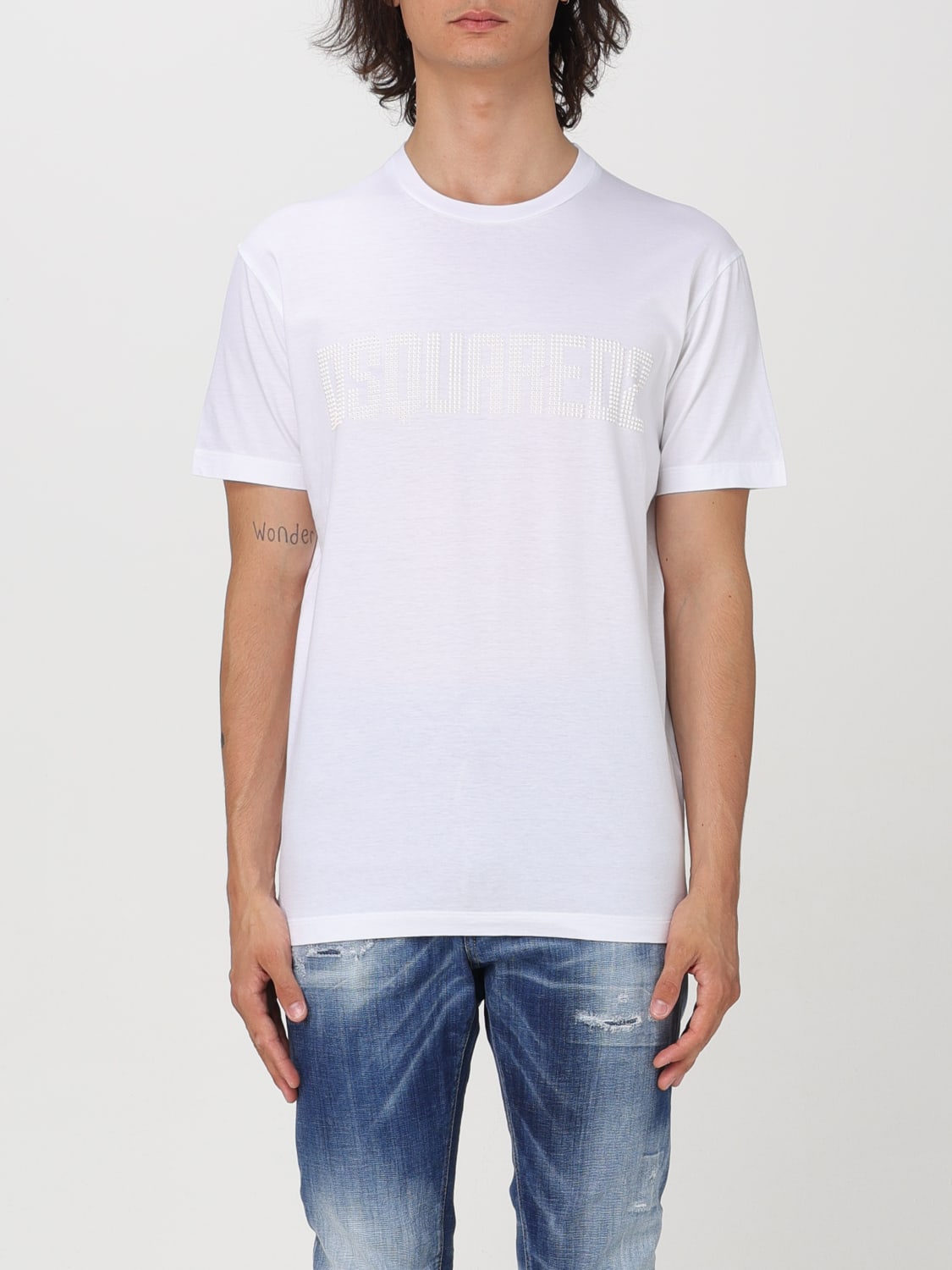 Giglio T-shirt di cotone con logo Dsquared2