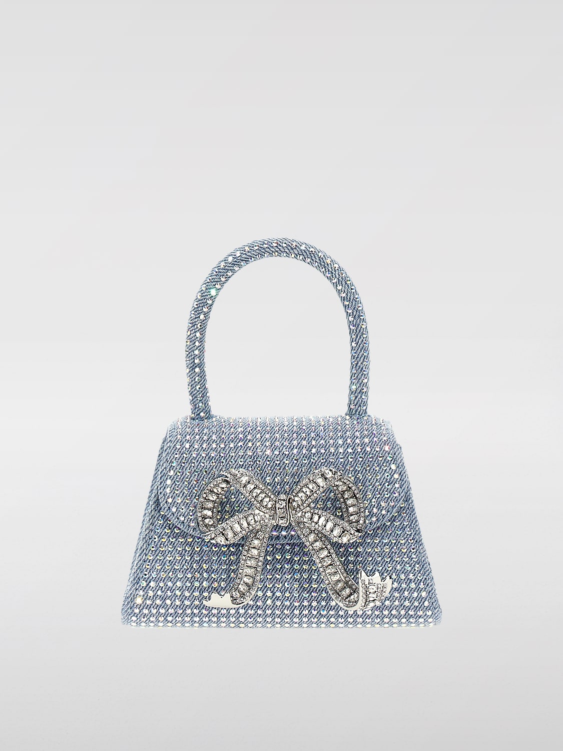 Giglio Borsa Rhinestone Self-Portrait in denim con strass all over