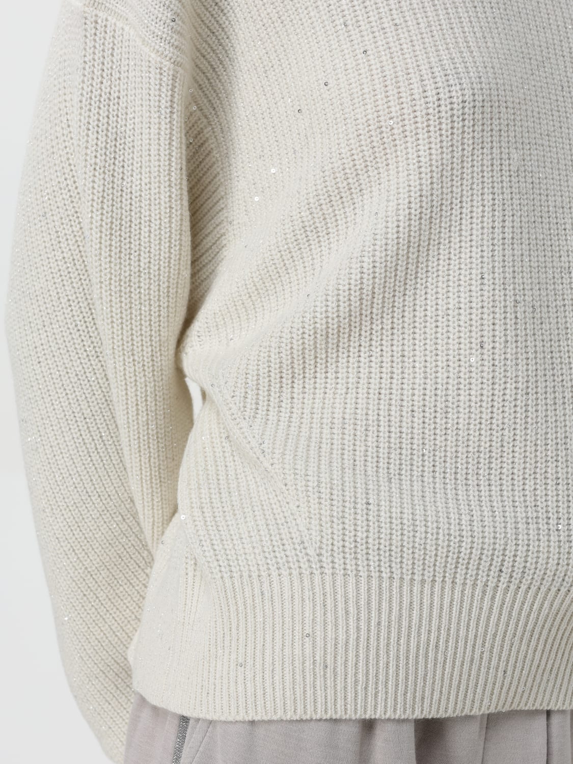 BRUNELLO CUCINELLI MAGLIA: Maglia di lana e cashmere Brunello Cucinelli, Bianco - Img 5