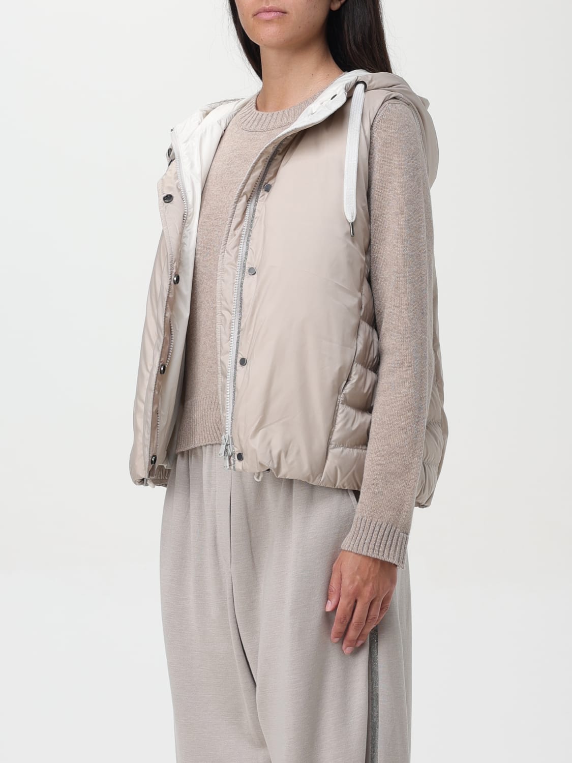 BRUNELLO CUCINELLI 马甲: 马甲 女士 Brunello Cucinelli, 米色 - Img 4