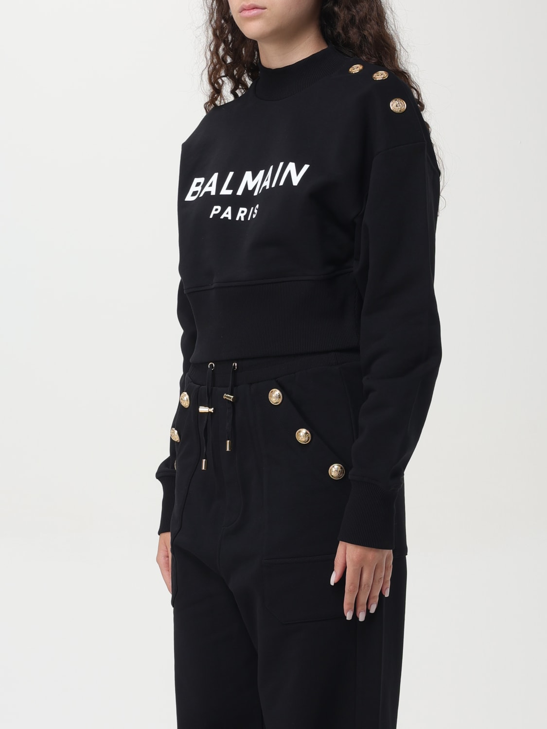 BALMAIN FELPA: Felpa Balmain in cotone con logo , Nero - Img 4