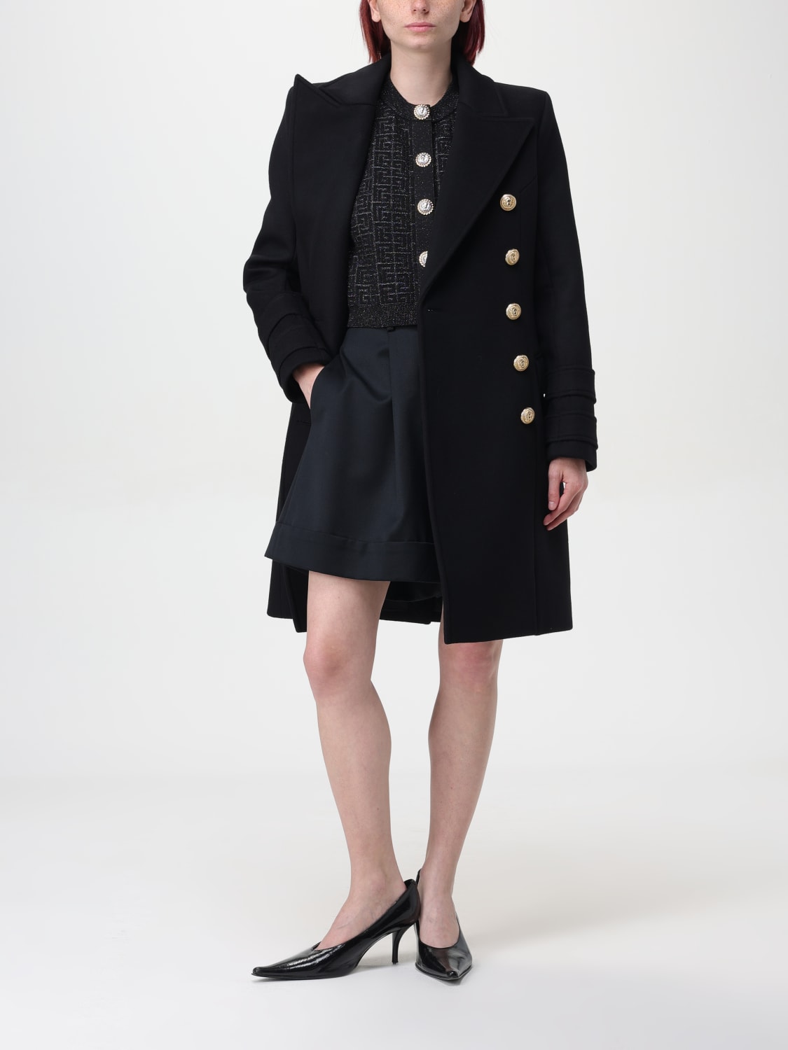 BALMAIN COAT: Trench coat woman Balmain, Black - Img 2