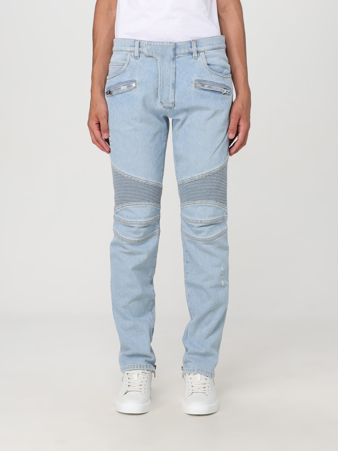 Giglio Jeans Biker Balmain in denim di cotone