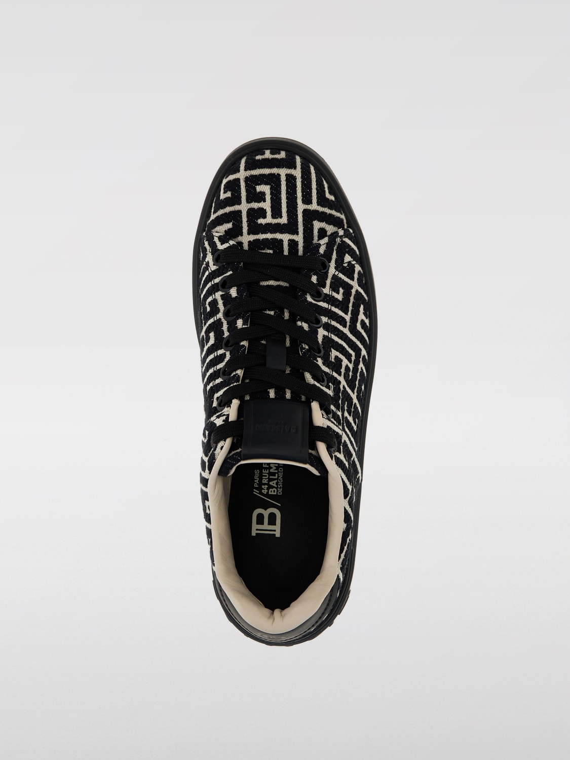 BALMAIN SNEAKERS: Sneakers B-Court Balmain in canvas con logo jacquard , Nero - Img 4