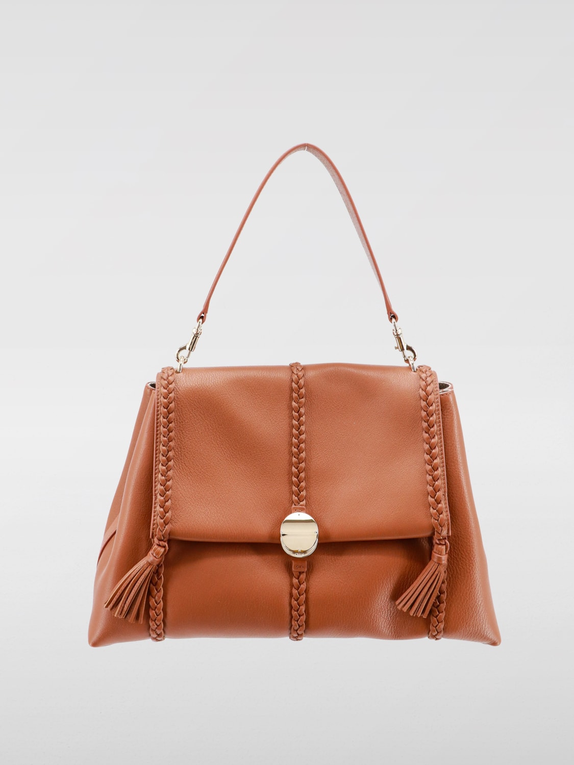 CHLOÉ BORSA A SPALLA: Borsa Pénélope Chloè in pelle a grana , Marrone - Img 1