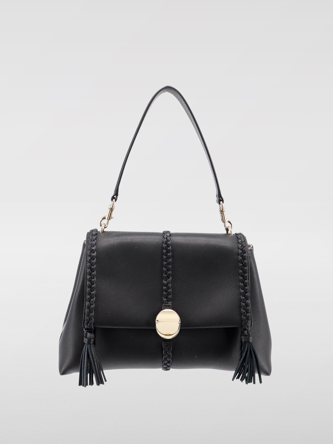 CHLOÉ BORSA A SPALLA: Borsa Pénélope Chloè in pelle a grana , Nero - Img 1