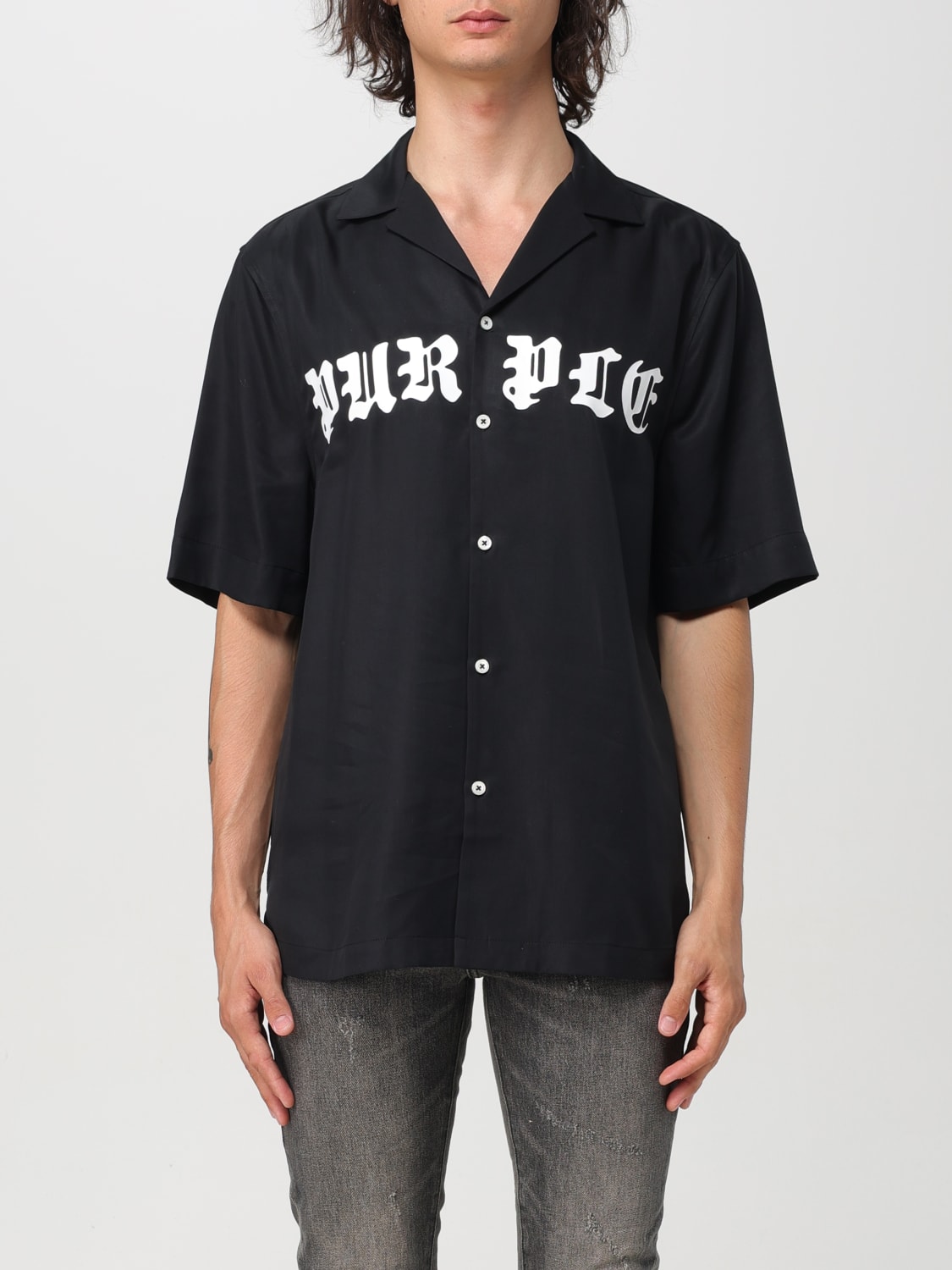 Giglio Camicia Bowling con logo Purple Brand