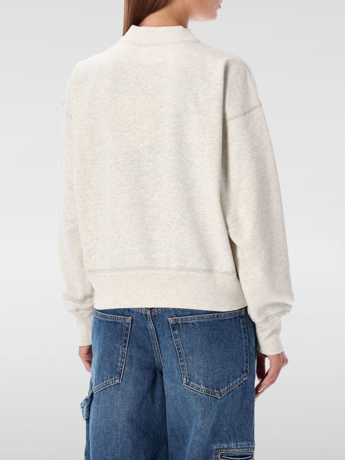 ISABEL MARANT ETOILE FELPA: Felpa con maxi logo Isabel Marant Etoile, Ecru - Img 2