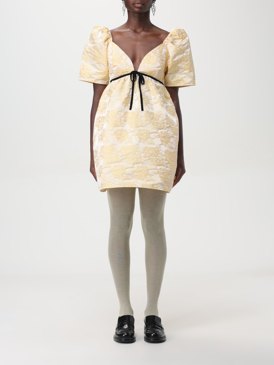 GANNI DRESS: Dress woman Ganni, Yellow - Img 1