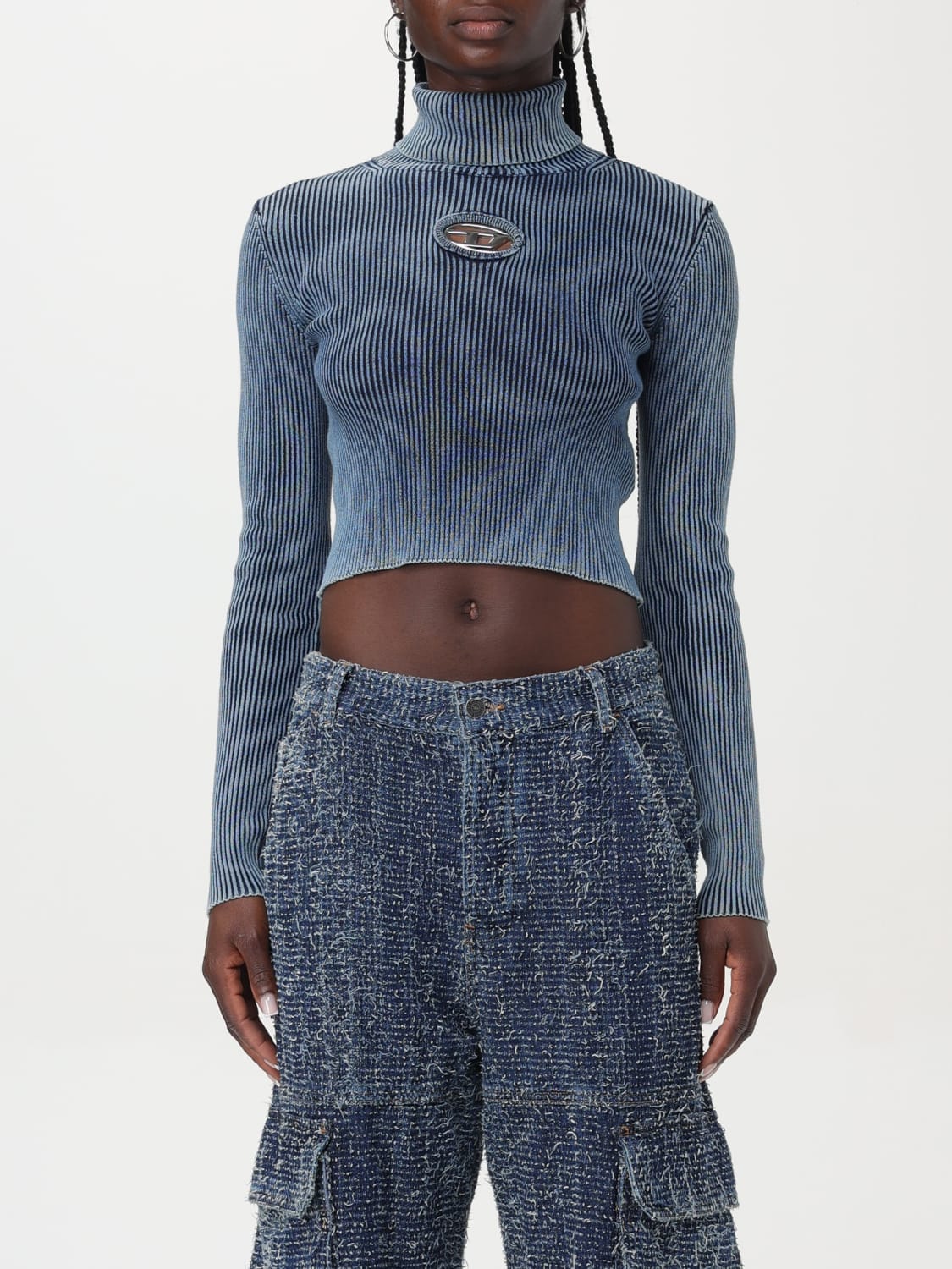 DIESEL MAGLIA: Maglia Oval D Diesel di cotone, Blue - Img 1