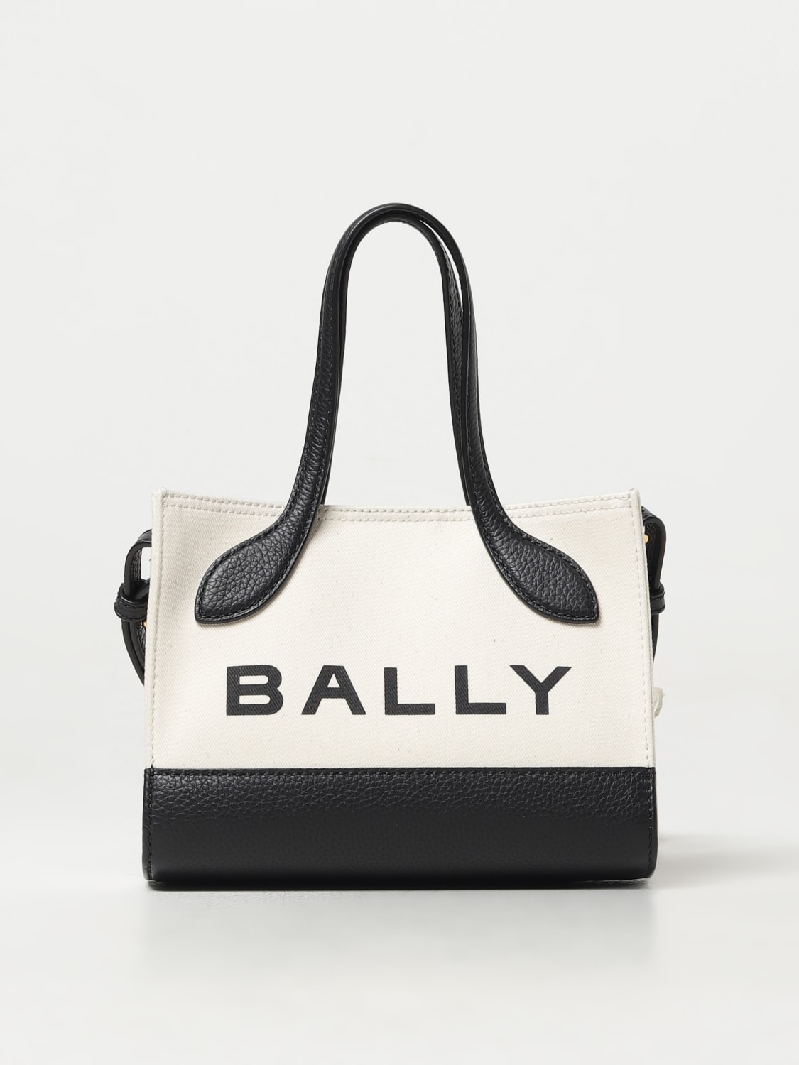 BALLY BORSA MINI: Borsa Bar Keep On Bally in canvas e pelle a grana , Bianco - Img 1