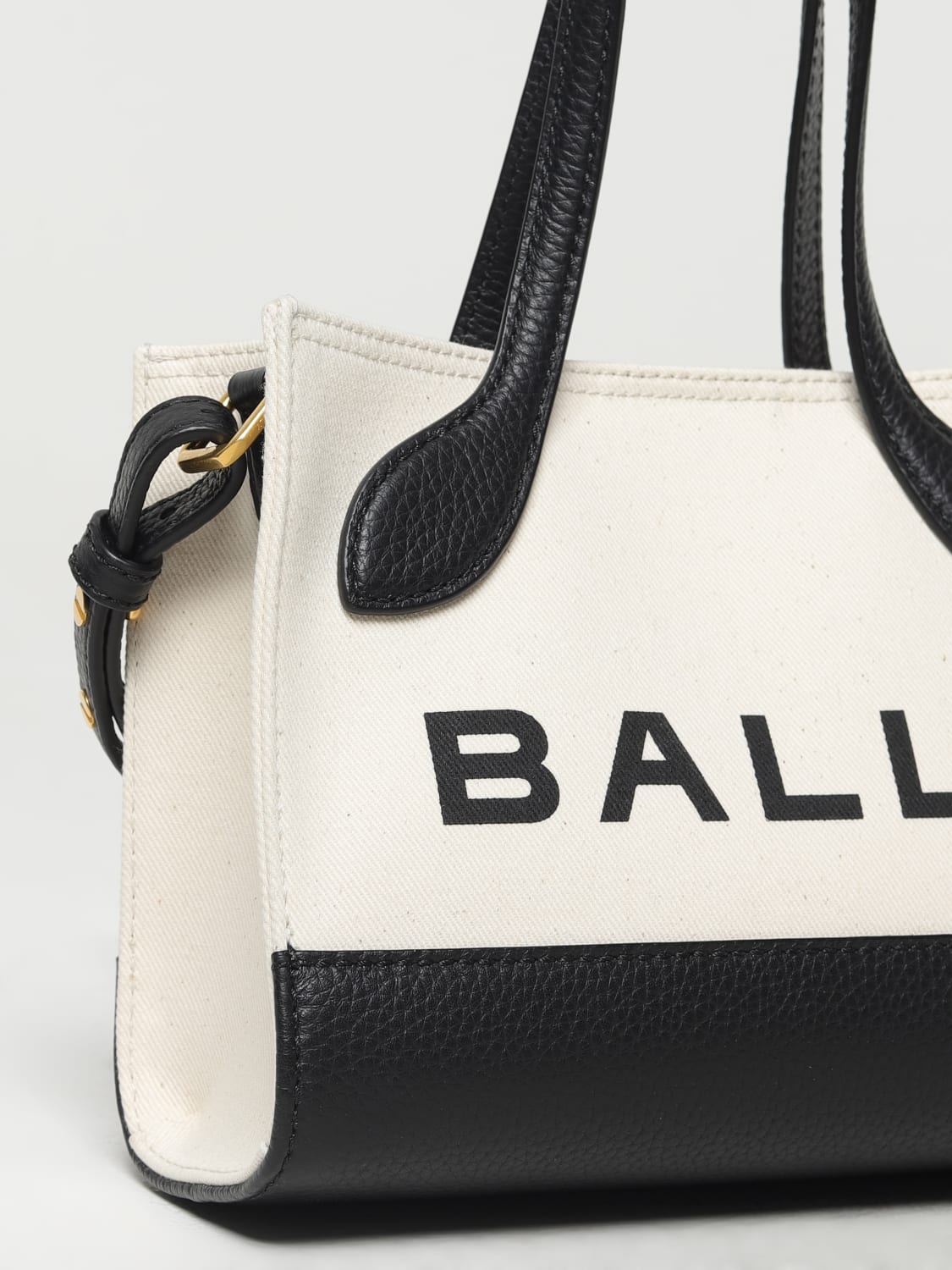 BALLY BORSA MINI: Borsa Bar Keep On Bally in canvas e pelle a grana , Bianco - Img 3