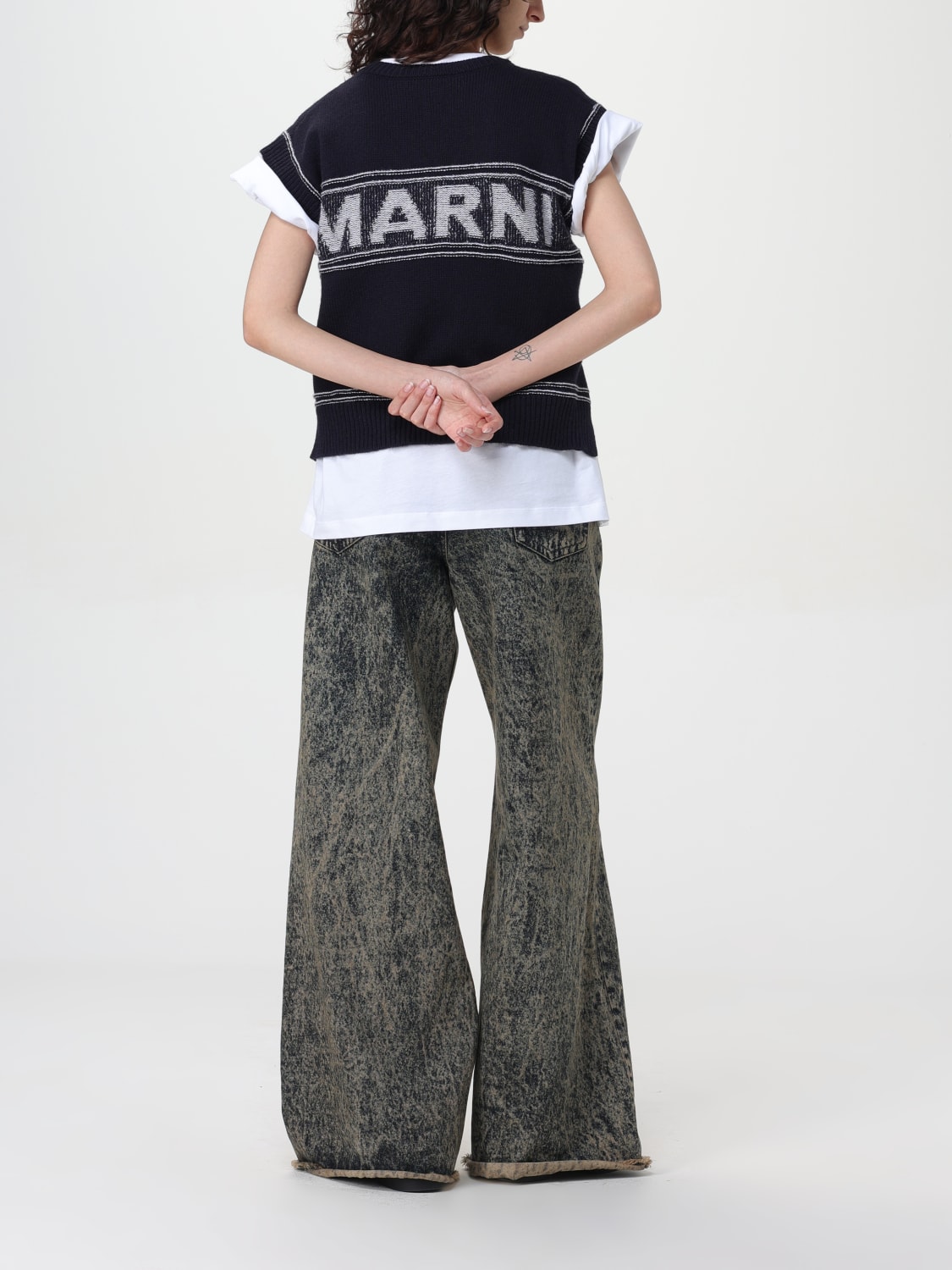 MARNI TOP: Marni wool vest with logo, Navy - Img 2