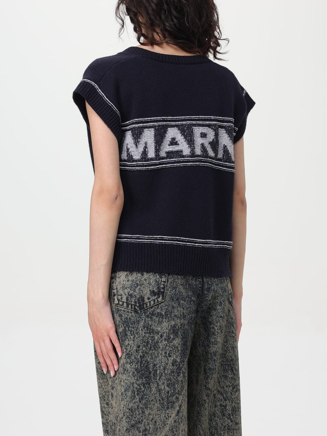 MARNI TOP: Marni wool vest with logo, Navy - Img 3