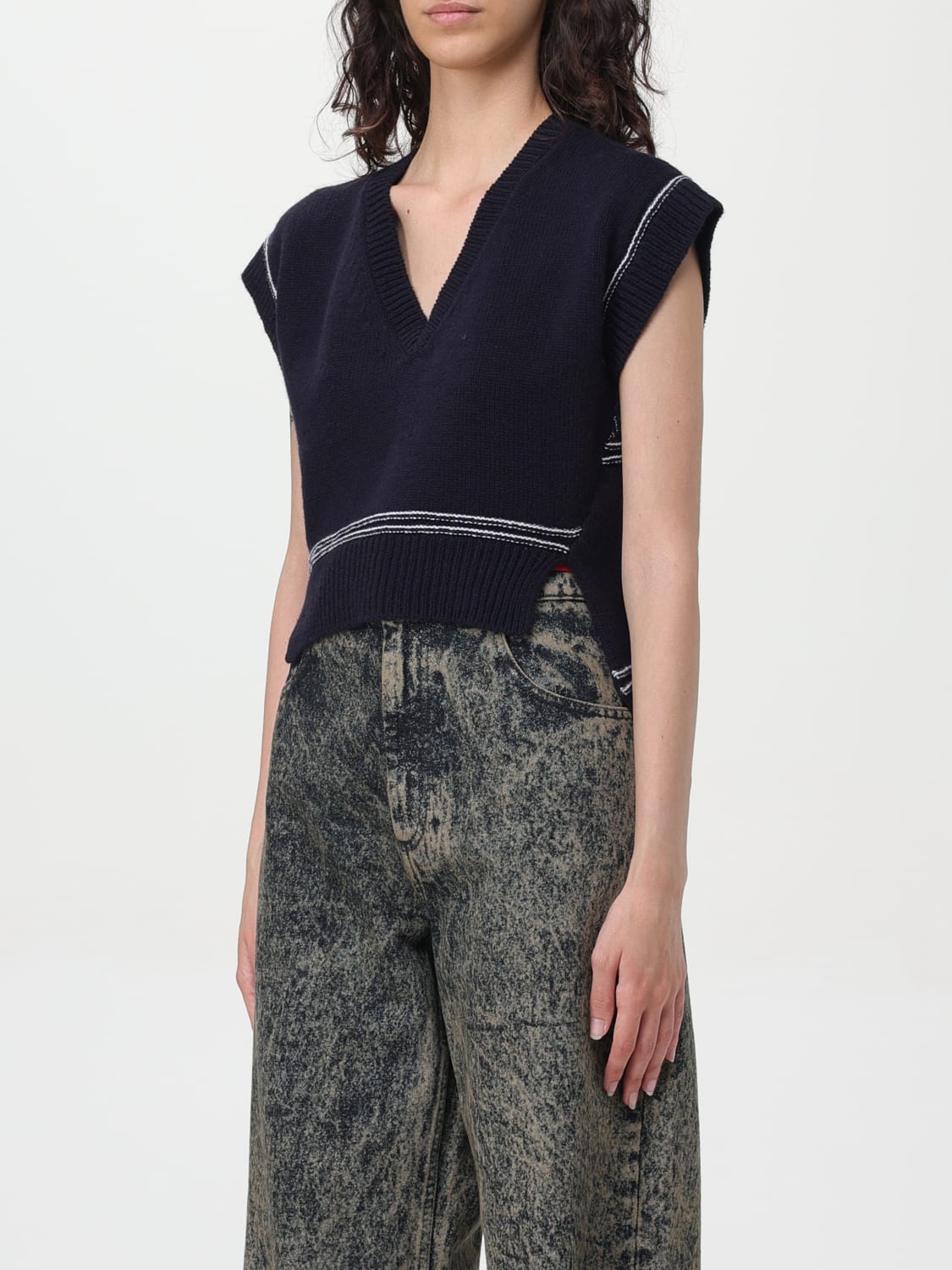 MARNI TOP: Marni wool vest with logo, Navy - Img 4