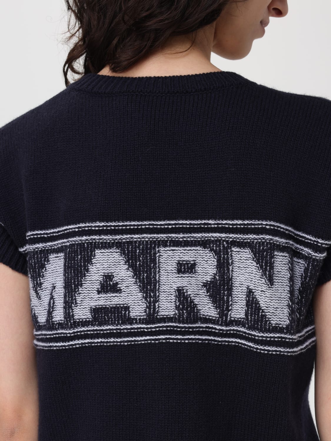 MARNI TOP: Marni wool vest with logo, Navy - Img 5