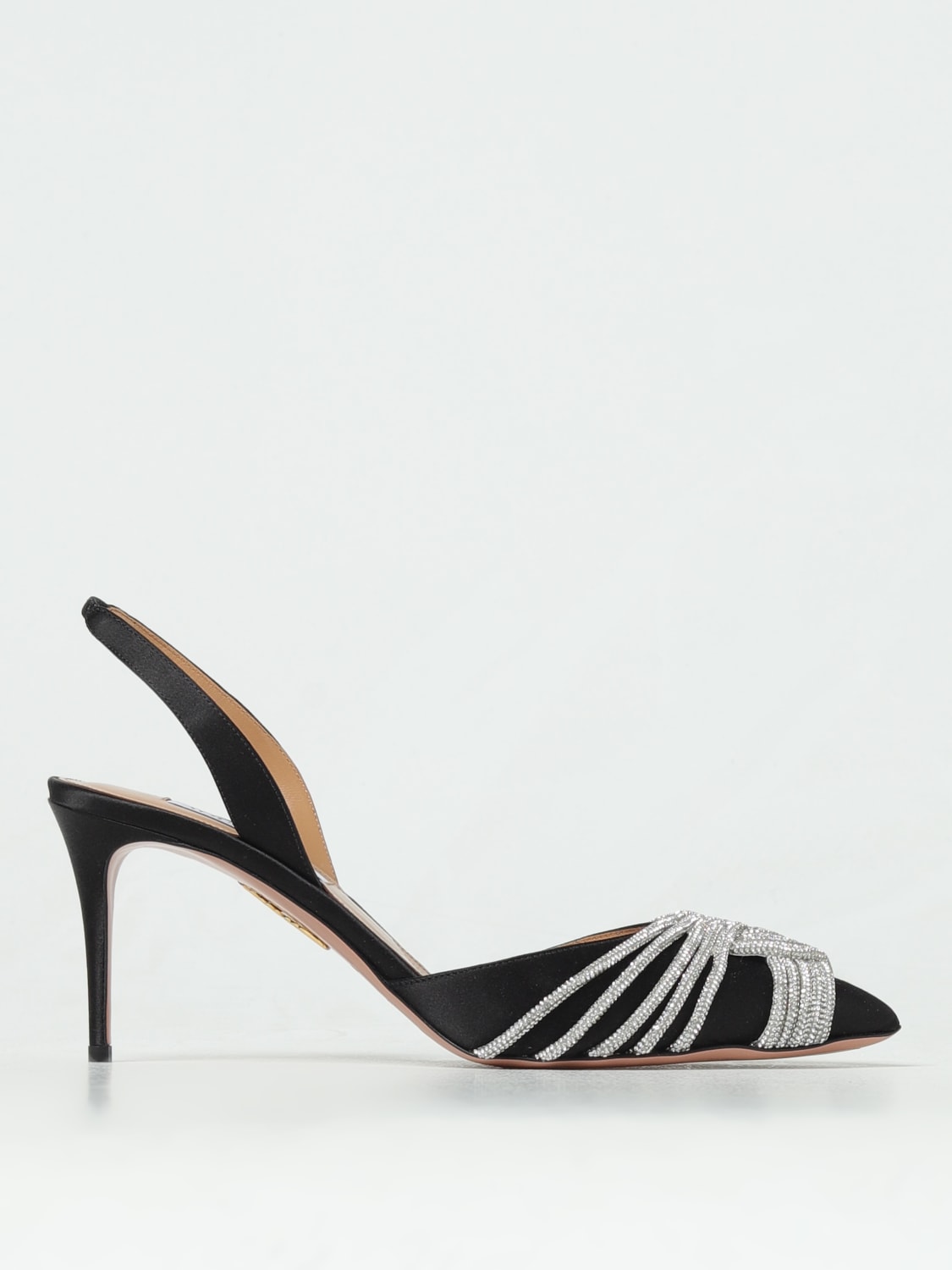 Giglio Slingback Gatsby Aquazzura in raso con strass