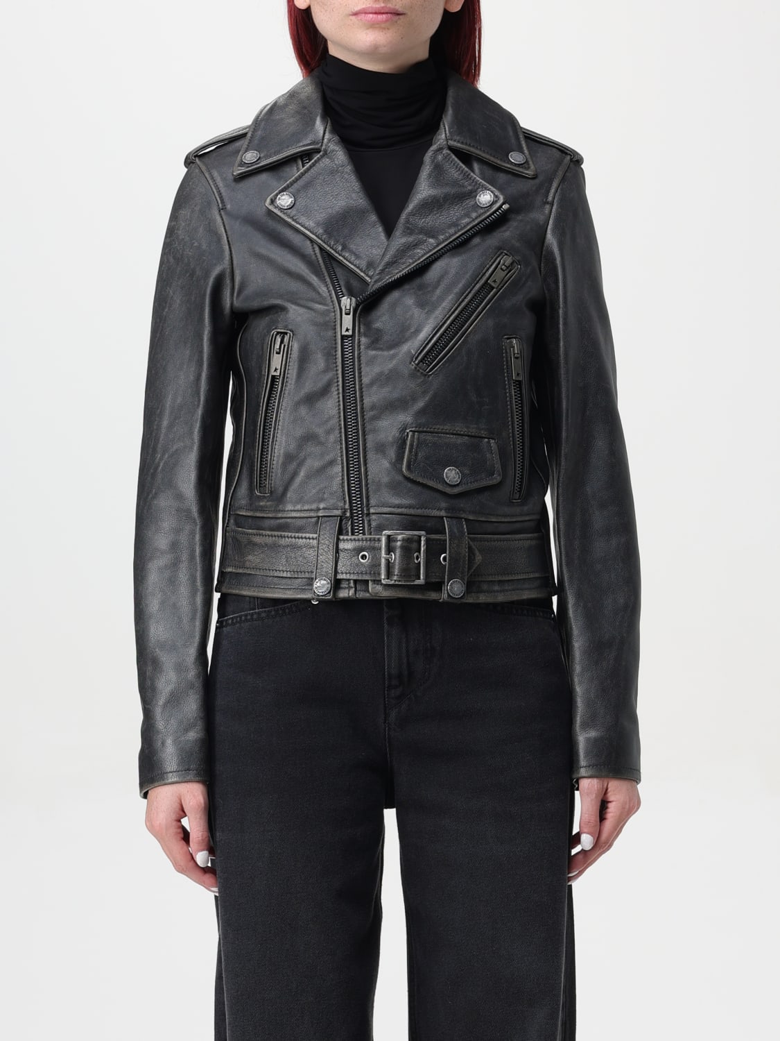 Giglio Giacca biker di pelle Golden Goose