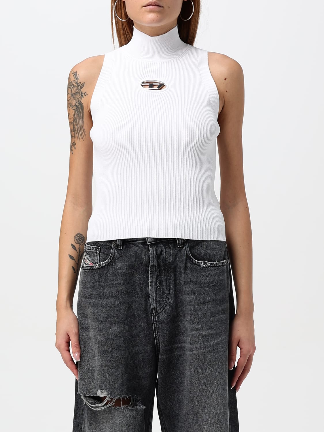 DIESEL TOP: Diesel cut-out slim top, White - Img 1