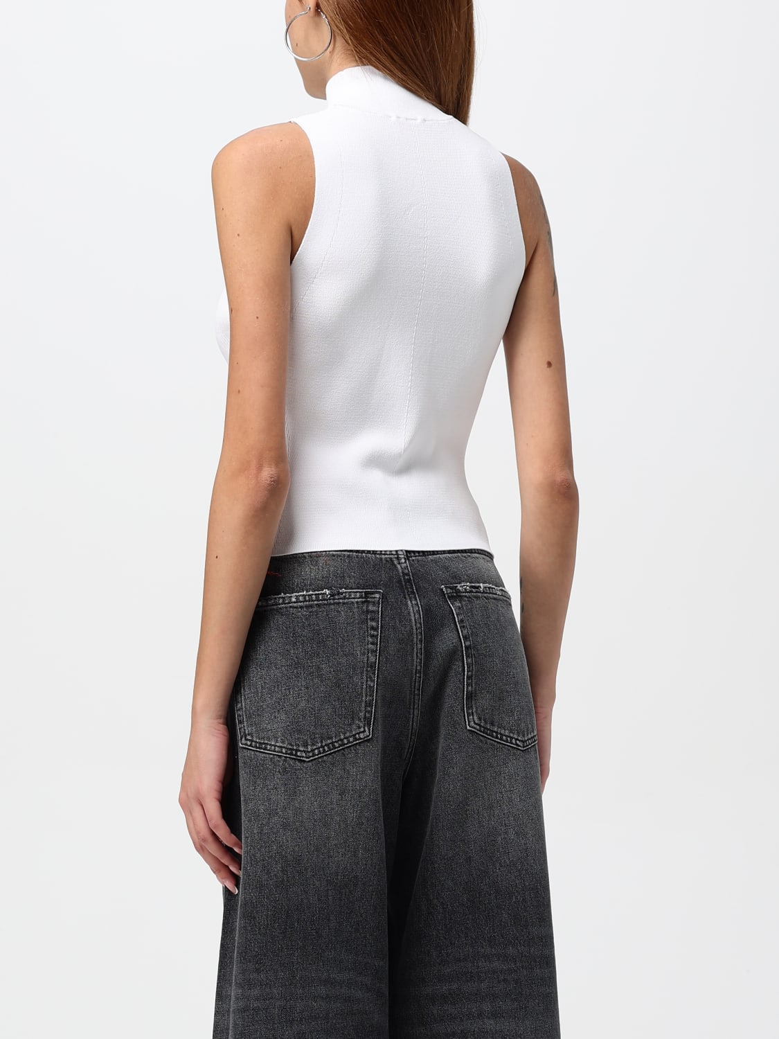 DIESEL TOP: Diesel cut-out slim top, White - Img 2