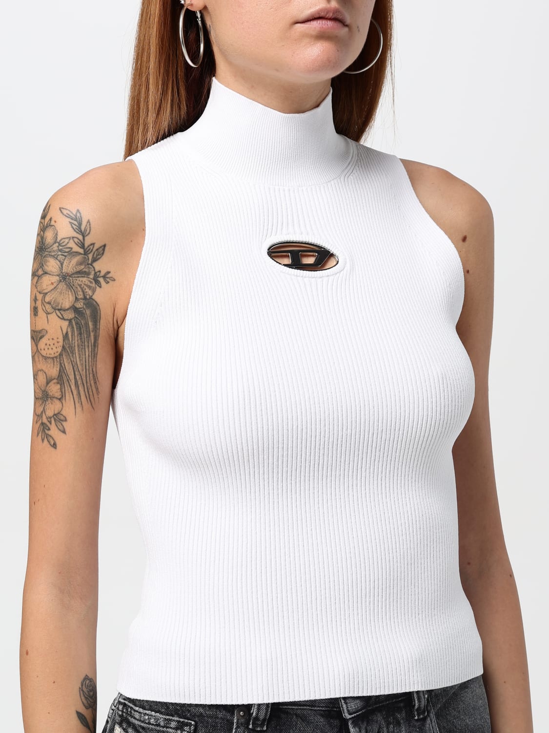 DIESEL TOP: Diesel cut-out slim top, White - Img 3