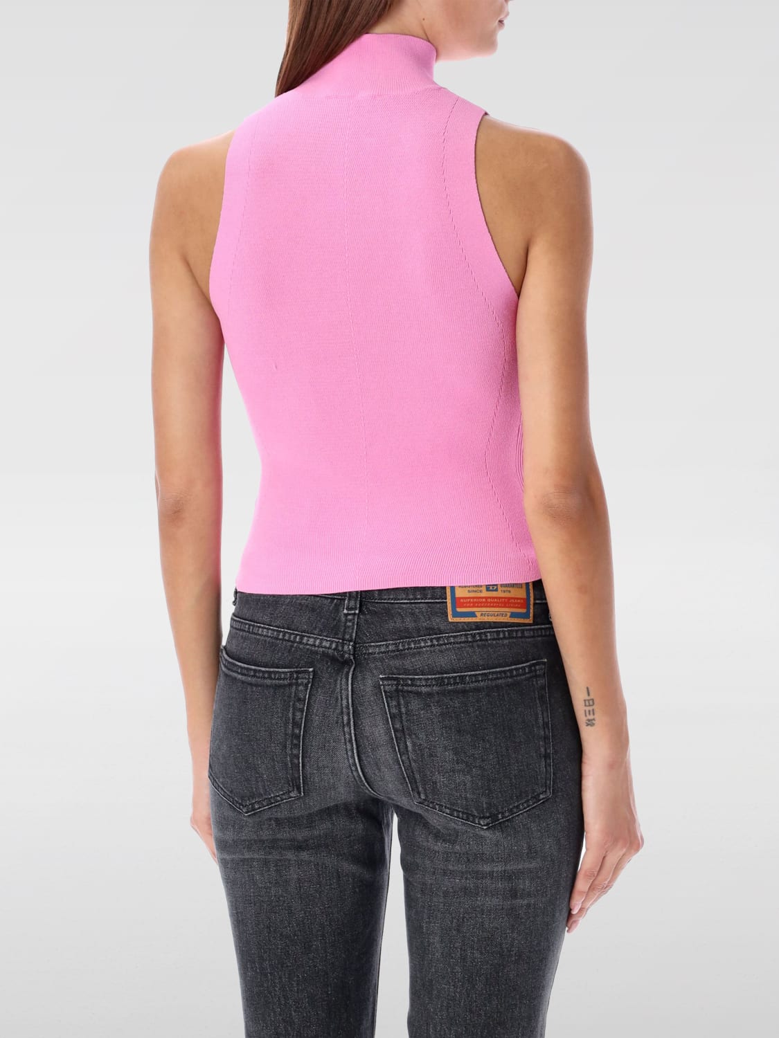 DIESEL TOP: Diesel cut-out slim top, Pink - Img 2