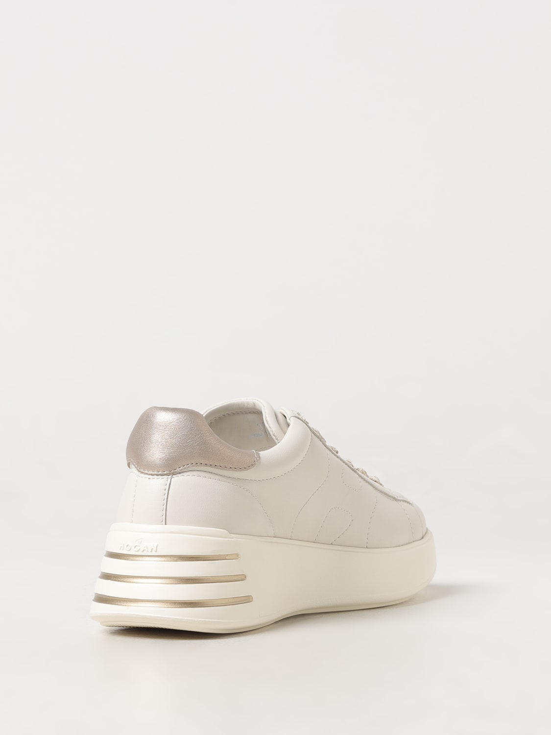 HOGAN SNEAKERS: Sneakers Hogan in pelle con logo di strass , Beige - Img 3