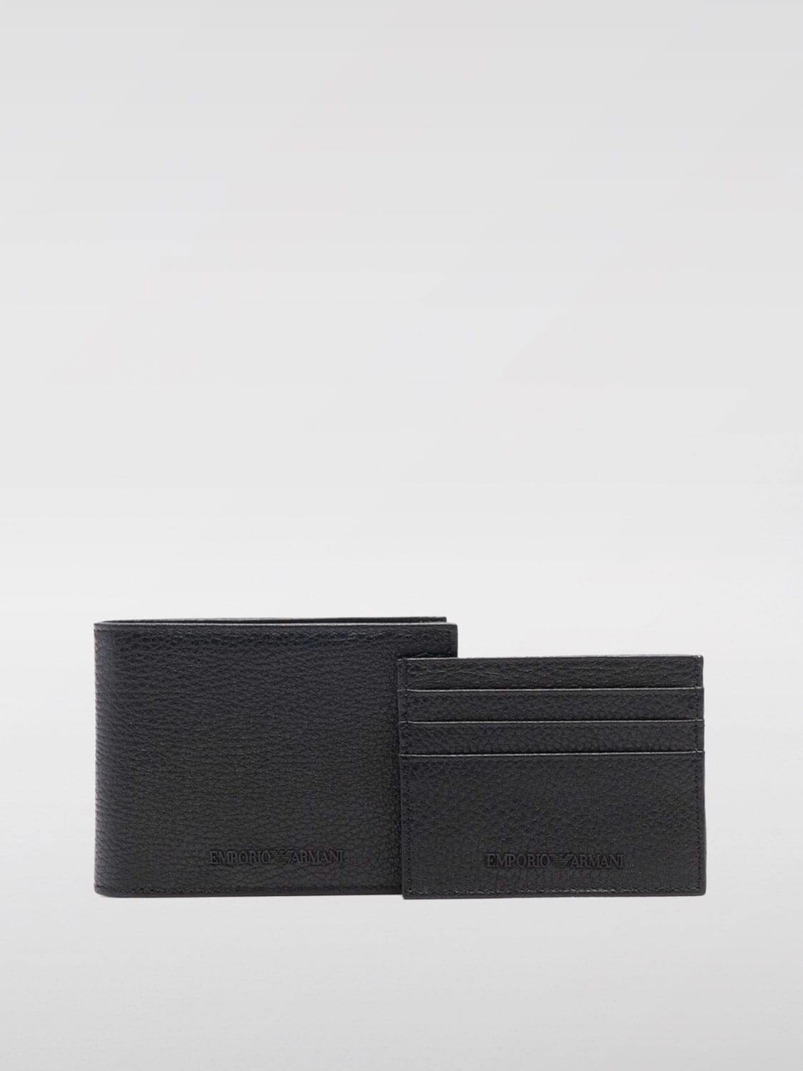 Giglio Set portafoglio + portacarte di credito Emporio Armani in pelle a grana