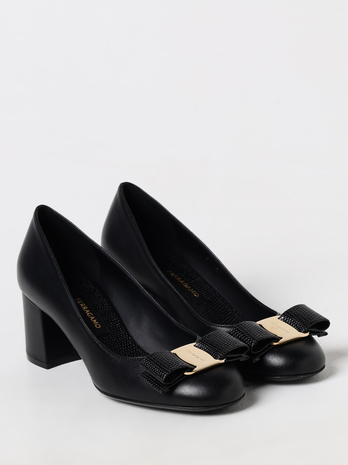 【関税&送料込】Ferragamo With Heel Black Ferragamo 70mm wedge-heel Leather Pumps | Black | FARFETCH JO