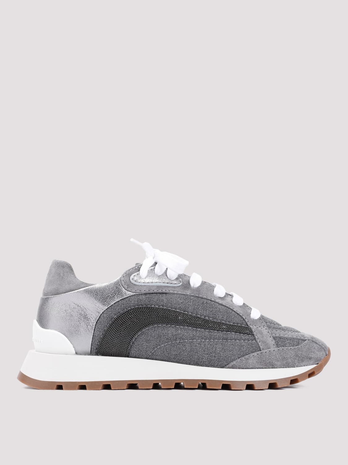 Giglio Sneakers Brunello Cucinelli in pelle e lana con monile