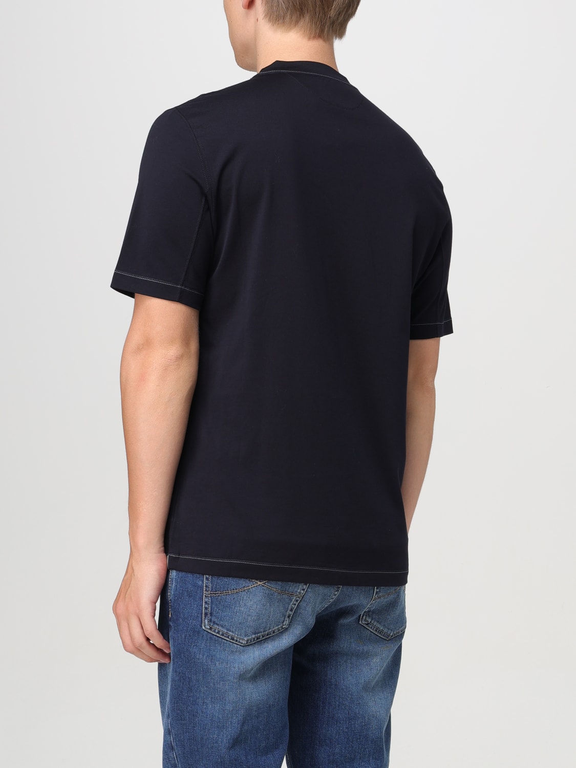 BRUNELLO CUCINELLI T-SHIRT: T-shirt men Brunello Cucinelli, Blue - Img 3