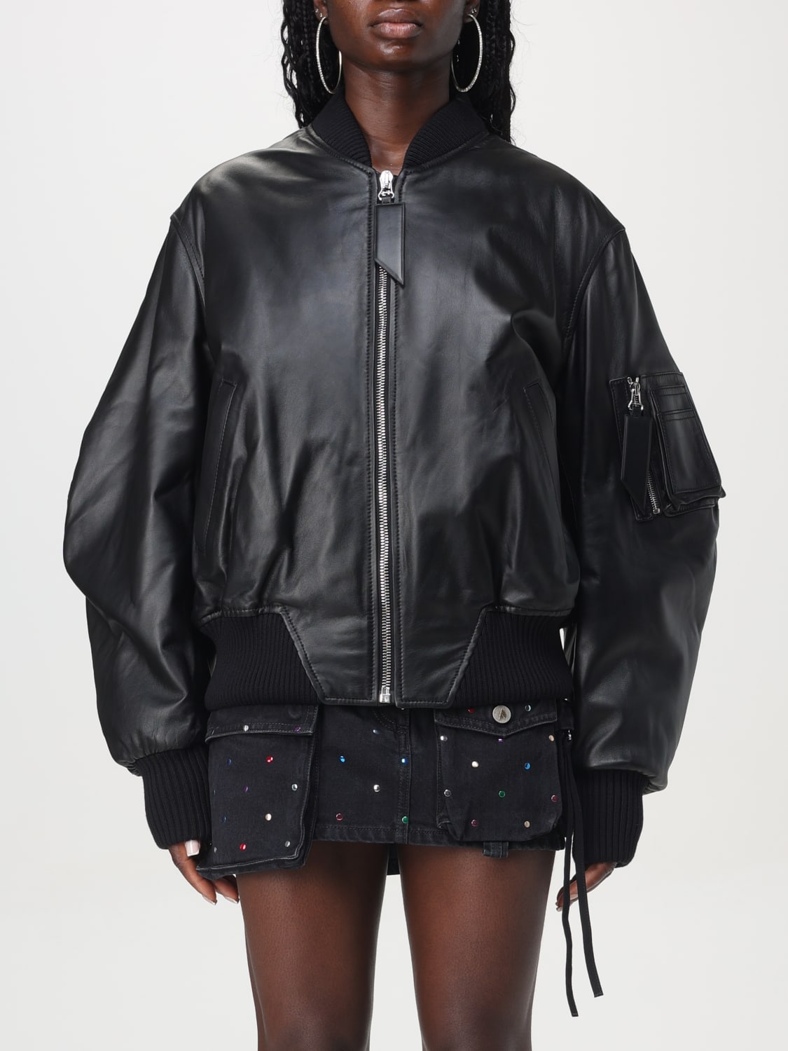 Giglio Bomber in pelle di agnello The Attico oversize