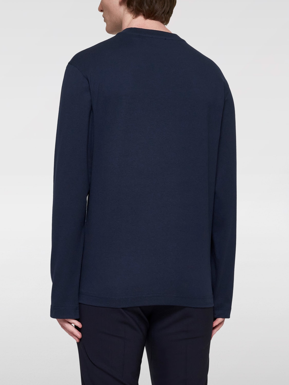 BURBERRY SWEATER: Burberry long-sleeve cotton t-shirt with maxi logo, Blue - Img 2