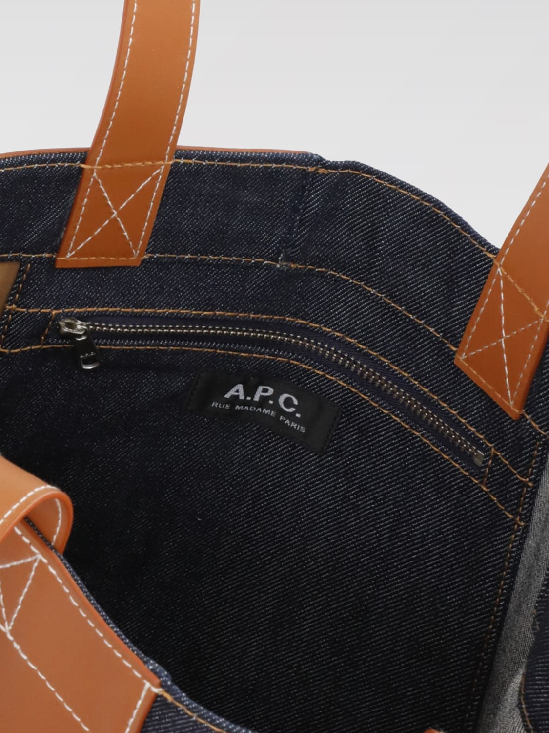 A.P.C. BORSA: Borsa Axel A.P.C. in denim e pelle , Cuoio - Img 3