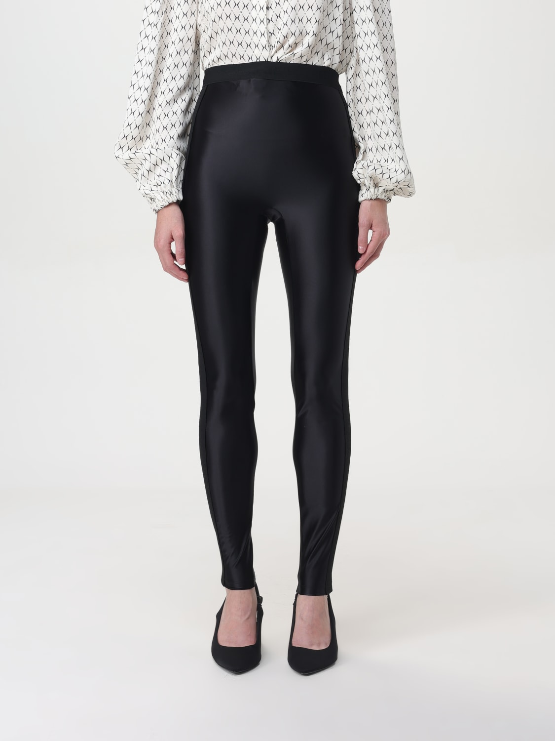 Giglio Leggings in lycra lucida con elastico logato Elisabetta Franchi