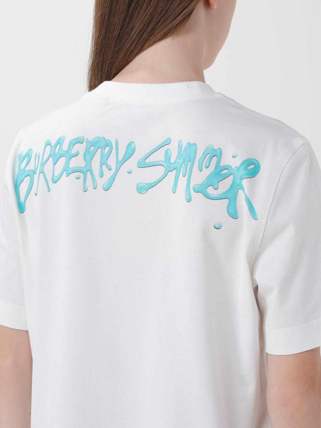 BURBERRY T-SHIRT: T-shirt in cotone Burberry con stampa grafica, Bianco - Img 5