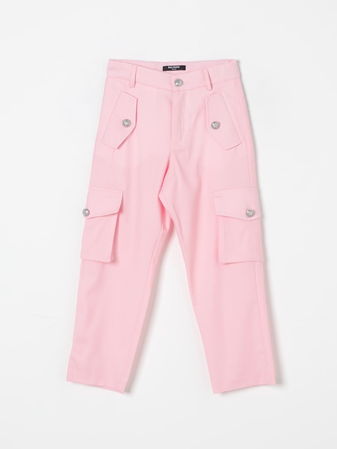 BALMAIN PANTALONE: Pantalone in lana vergine cargo Balmain, Rosa - Img 1