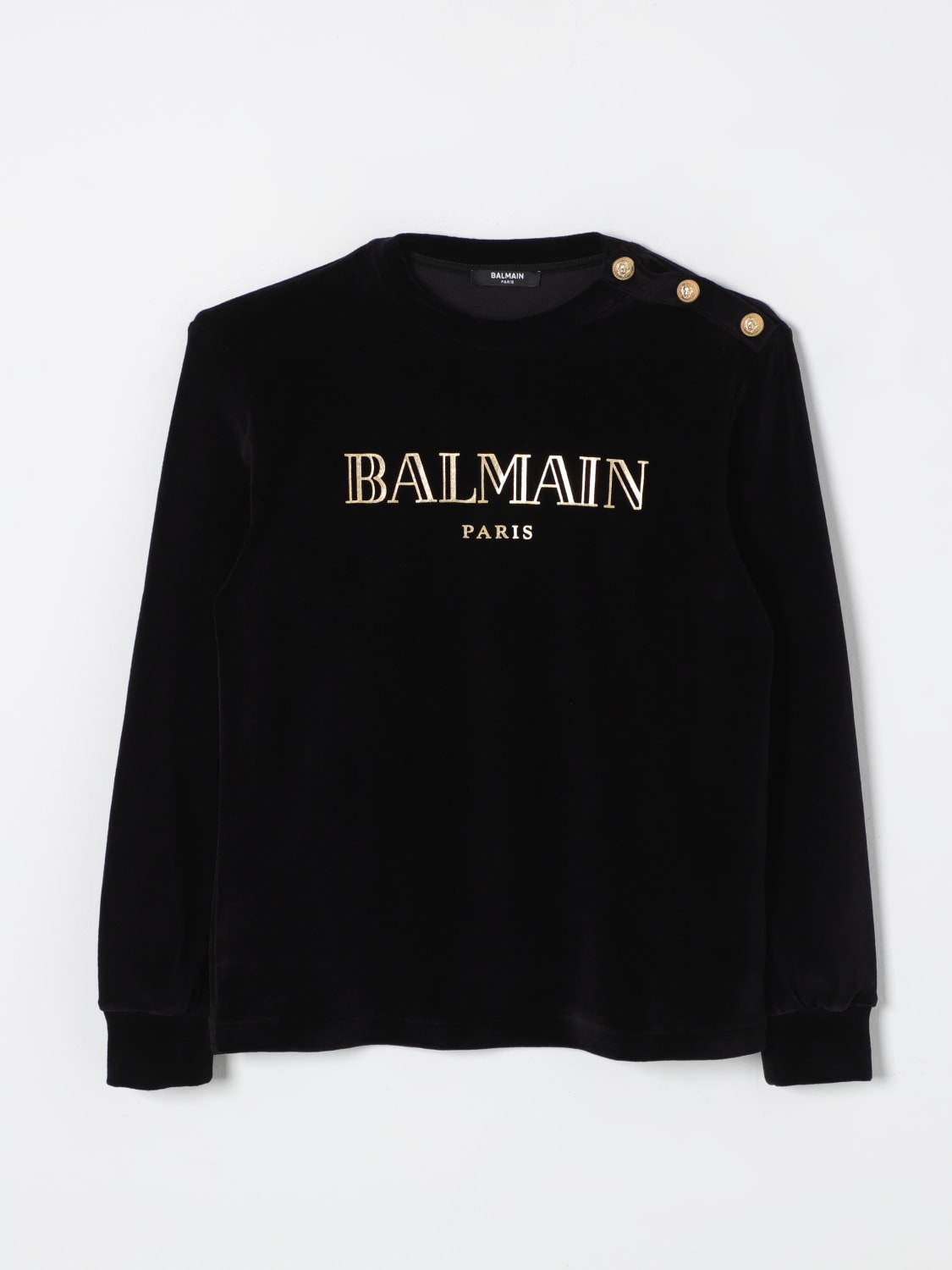 BALMAIN MAGLIA: Maglia a girocollo con bottoni Balmain, Nero - Img 1