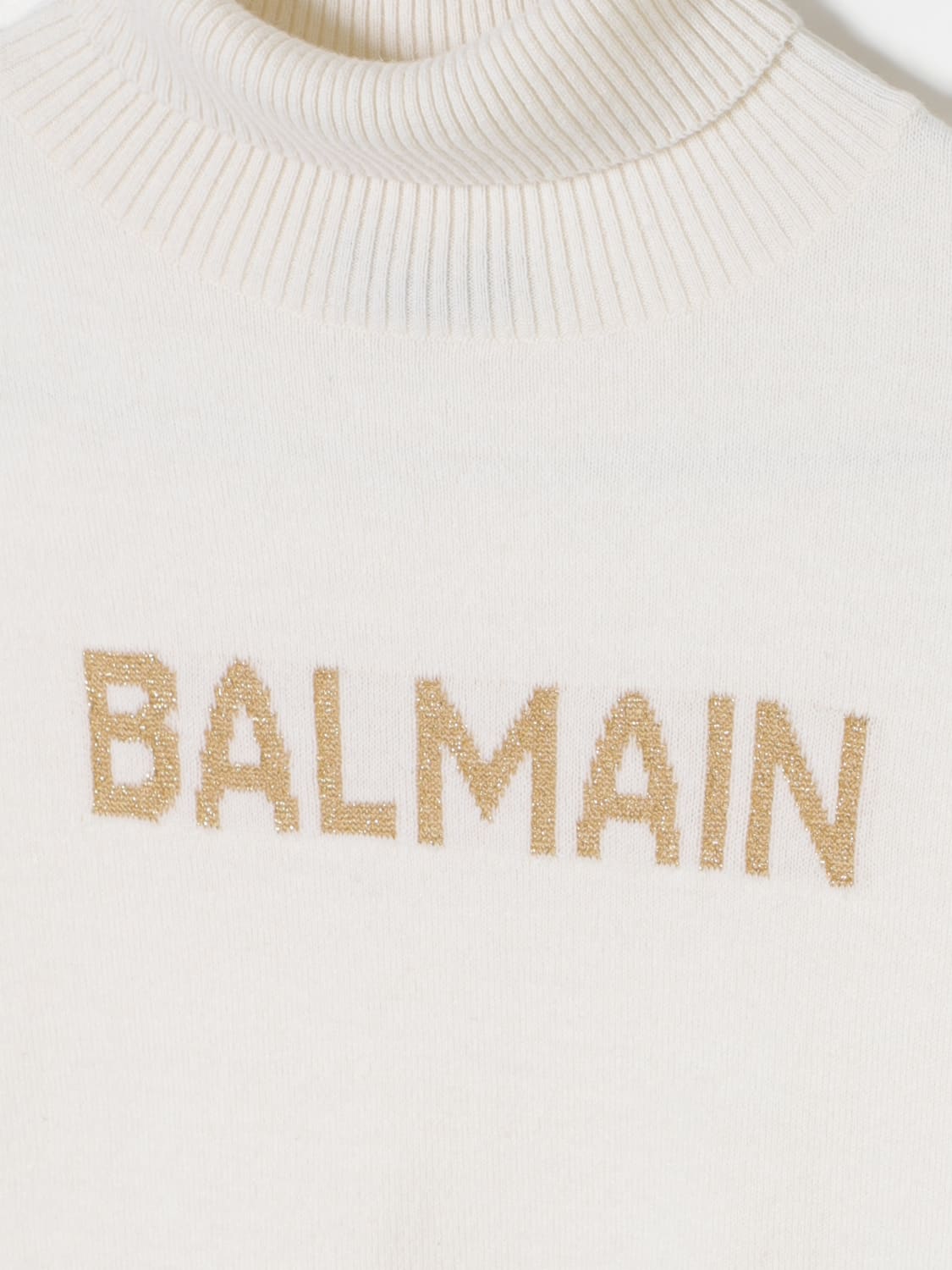 BALMAIN MAGLIA: Maglia a dolcevita Balmain con logo, Avorio - Img 3