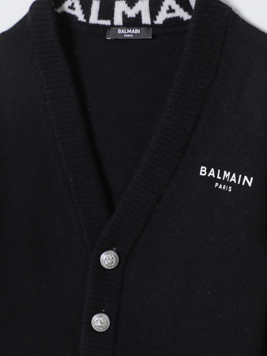 BALMAIN MAGLIA: Cardigan con logo Balmain, Nero - Img 3